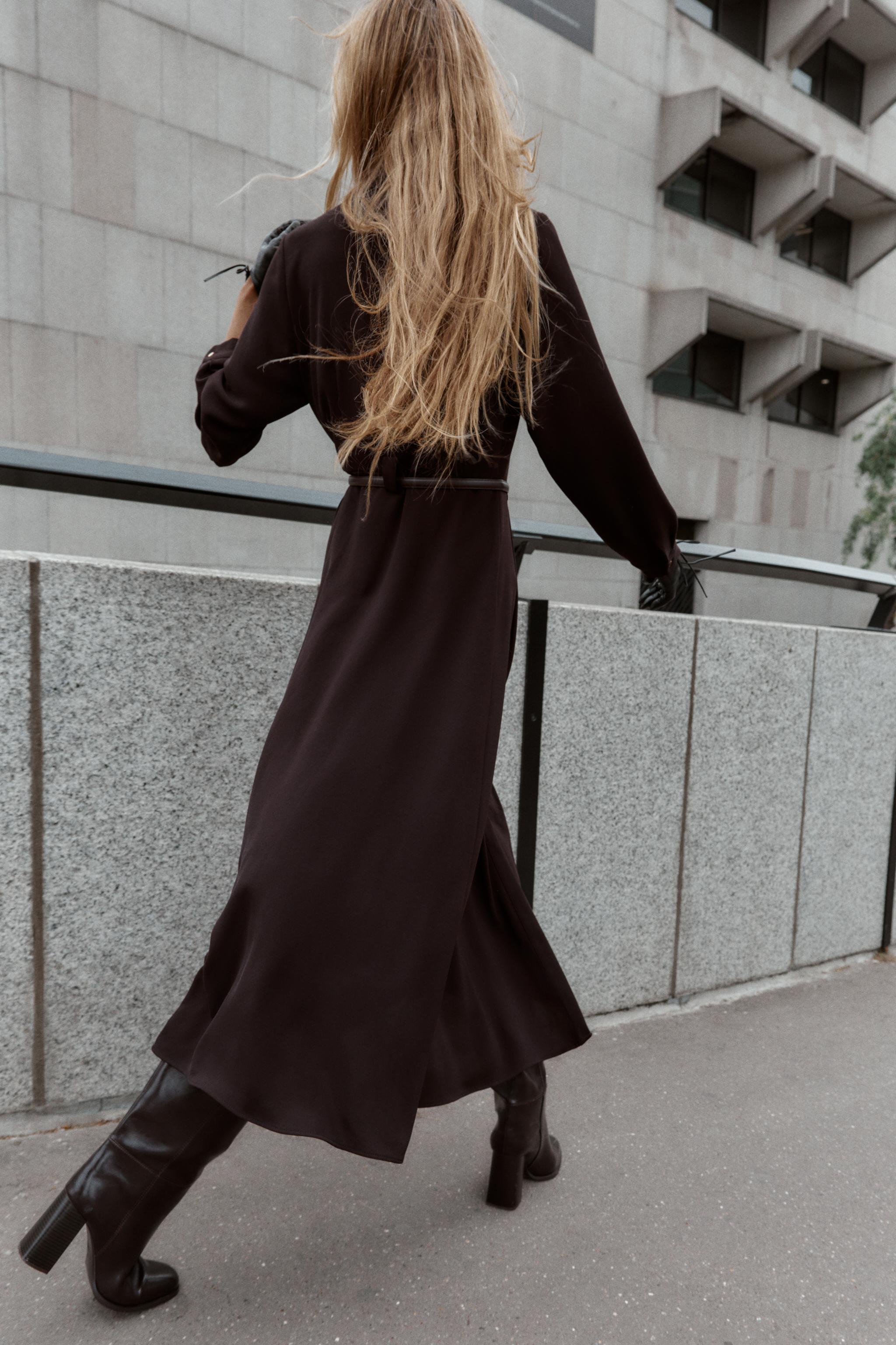 BELTED MIDI SHIRTDRESS